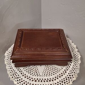 Wood Jewelry Box Green Velvet Inside Ring Bracelet Necklace Holder